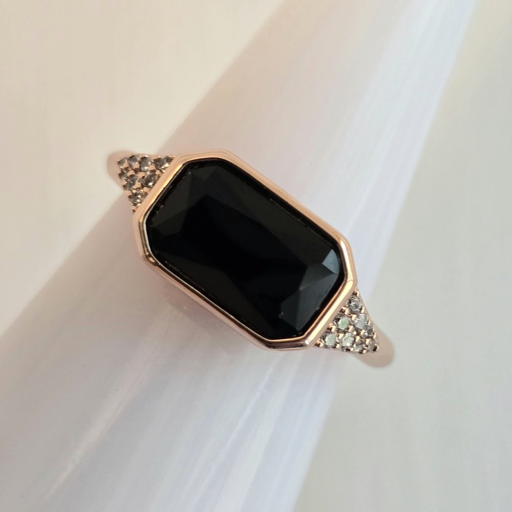 Bomb Party RG52831 Size 7 Ring - All the Answers Black Onyx CZ on Rose Gold NEW